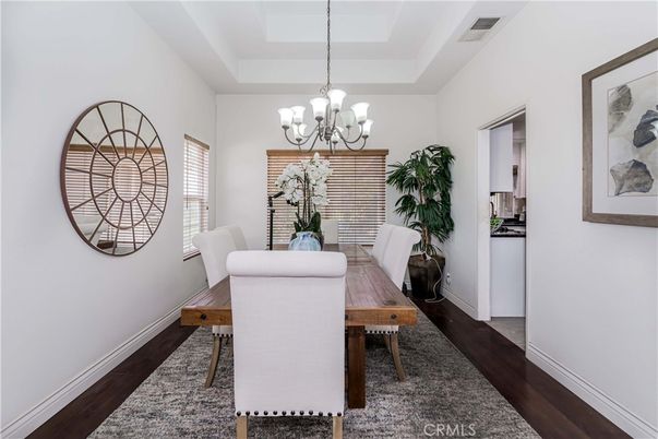 Chandelier, Dining room, Interior, Wood Texture Flooring
