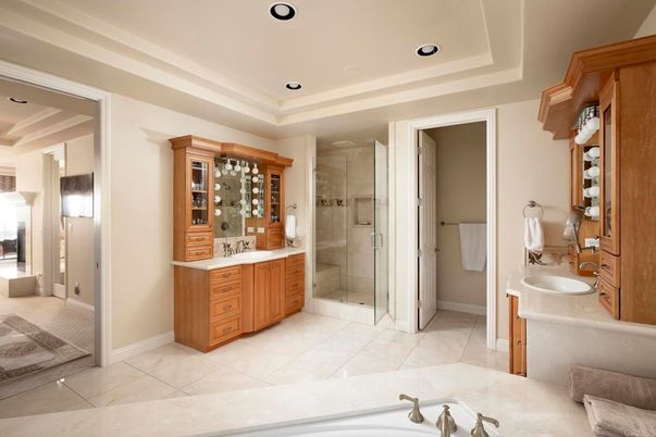 Bathroom, Dual Sink Vanities, Glass Shower, Interior, Recessed Lighting