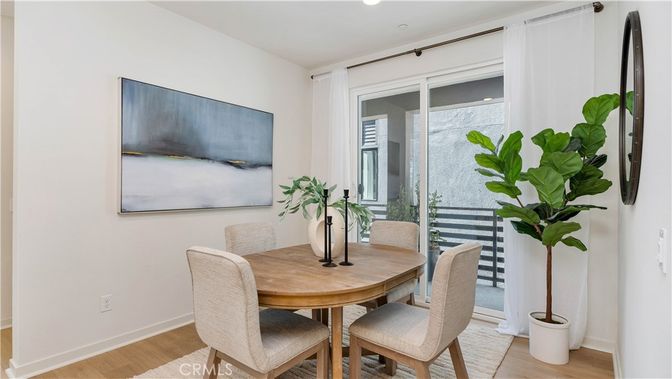 Dining room, Interior, Recessed Lighting, Wood Texture Flooring