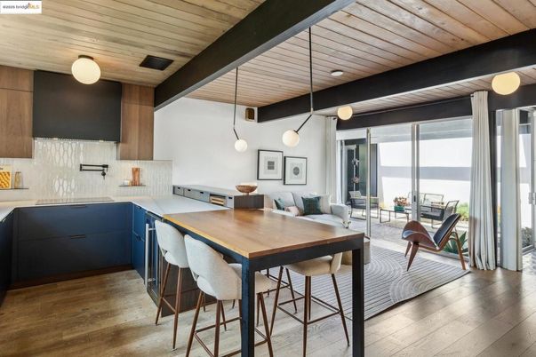 Dining room, Interior, Pendant Lights, Wooden Ceilings, Wood Texture Flooring