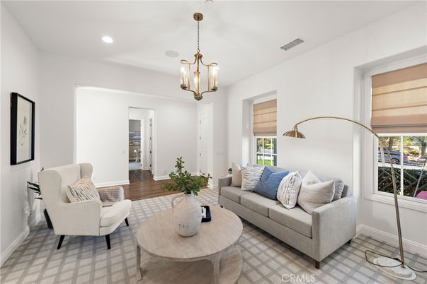 Interior, Living room, Pendant Lights, Recessed Lighting, Wood Texture Flooring