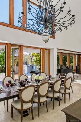 Chandelier, Dining room, Interior, Pendant Lights, Piano