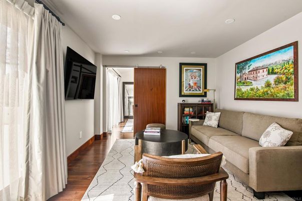 Interior, Living room, Recessed Lighting, Wood Texture Flooring