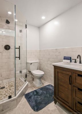 Bathroom, Glass Shower, Interior, Recessed Lighting