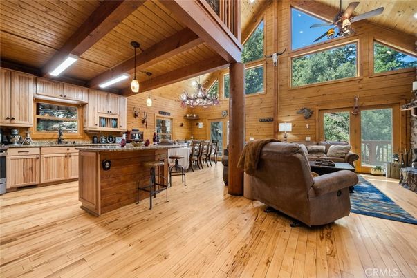 Interior, Kitchen, Living room, Pendant Lights, Wooden Beams, Wooden Ceilings, Wood Texture Flooring, Wooden Walls