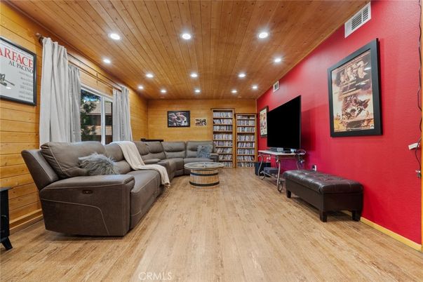 Interior, Living room, Recessed Lighting, Wooden Ceilings, Wood Texture Flooring, Wooden Walls