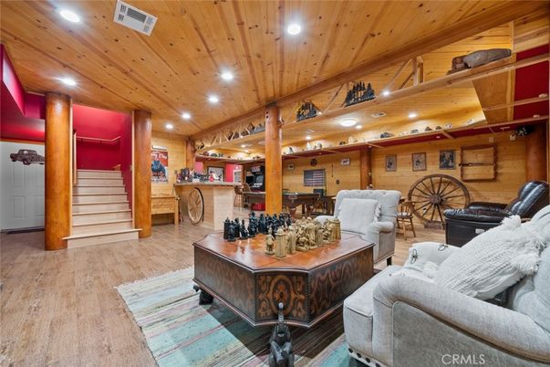 Interior, Living room, Recessed Lighting, Wooden Ceilings, Wood Texture Flooring, Wooden Walls