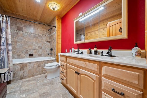 Bathroom, Dual Sink Vanities, Interior, Wooden Ceilings