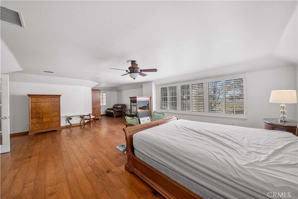 Bedroom, Fireplace, Interior, Wood Texture Flooring