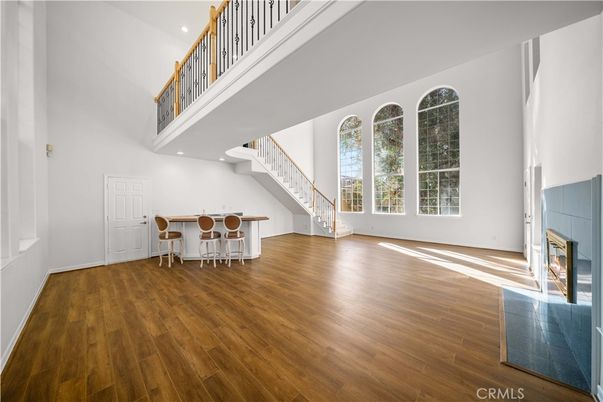 Fireplace, Interior, Recessed Lighting, Wood Texture Flooring