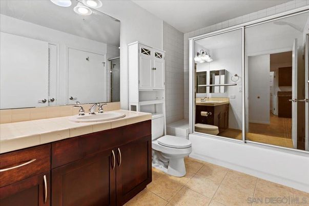 Bathroom, Glass Shower, Interior, Recessed Lighting, Tile Countertops