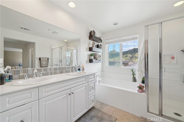 Bathroom, Dual Sink Vanities, Glass Shower, Interior, Recessed Lighting