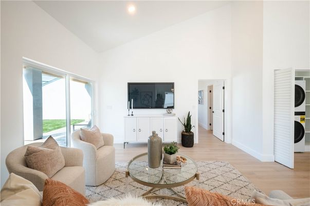 Interior, Living room, Recessed Lighting, Washer, Wood Texture Flooring