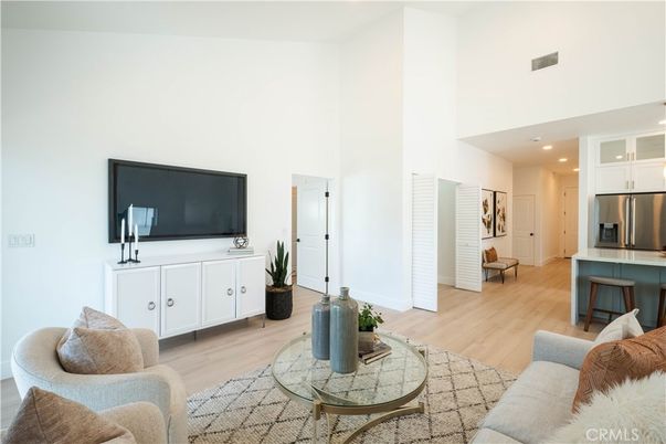Interior, Kitchen, Living room, Recessed Lighting, Stainless Steel Appliances, Wood Texture Flooring