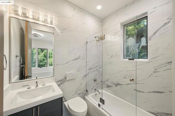 Bathroom, Glass Shower, Interior, Marble Walls, Recessed Lighting