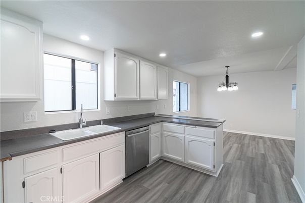 Interior, Kitchen, Pendant Lights, Recessed Lighting, Wood Texture Flooring