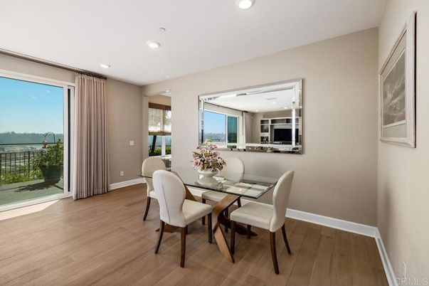 Dining room, Interior, Recessed Lighting, Water, Wood Texture Flooring