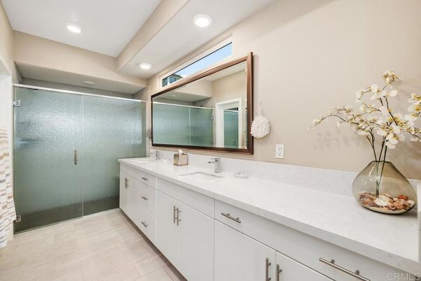 Bathroom, Dual Sink Vanities, Glass Shower, Interior, Recessed Lighting
