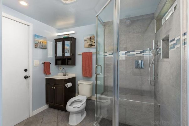 Bathroom, Glass Shower, Interior, Recessed Lighting