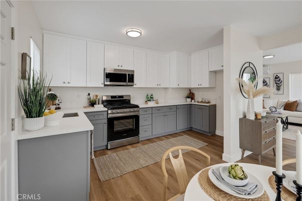 Interior, Kitchen, Stainless Steel Appliances, Wood Texture Flooring