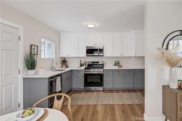 Interior, Kitchen, Stainless Steel Appliances, Wood Texture Flooring