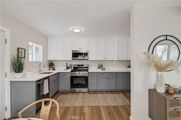 Interior, Kitchen, Stainless Steel Appliances, Wood Texture Flooring