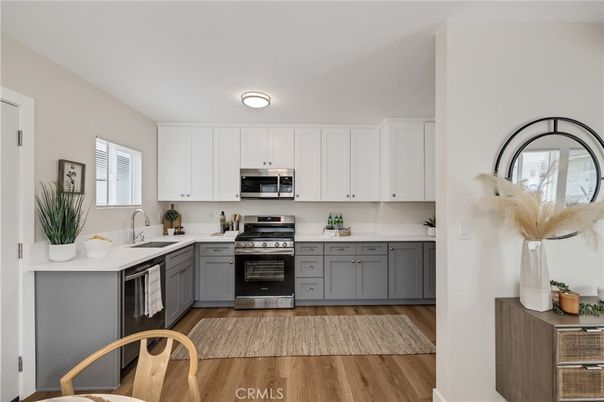 Interior, Kitchen, Stainless Steel Appliances, Wood Texture Flooring