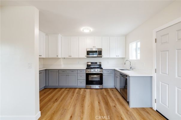 Interior, Kitchen, Stainless Steel Appliances, Wood Texture Flooring
