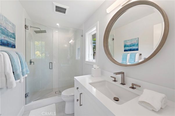 Bathroom, Glass Shower, Interior, Recessed Lighting