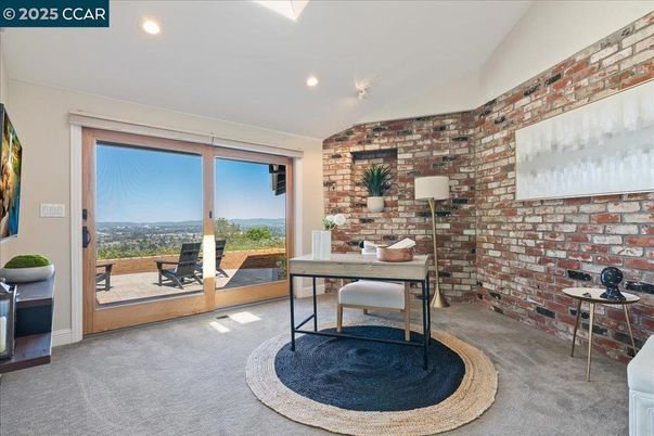 Home Office, Interior, Recessed Lighting, Stone Walls