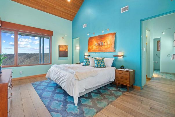 Bedroom, Interior, Recessed Lighting, Wooden Ceilings, Wood Texture Flooring