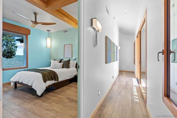 Bedroom, Interior, Recessed Lighting, Wooden Beams, Wood Texture Flooring