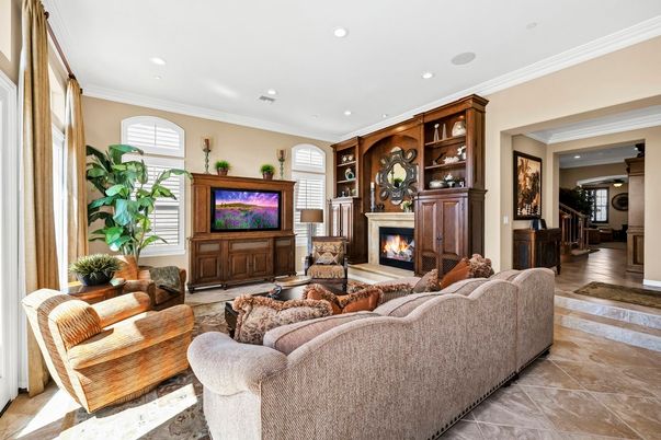 Fireplace, Interior, Living room, Recessed Lighting