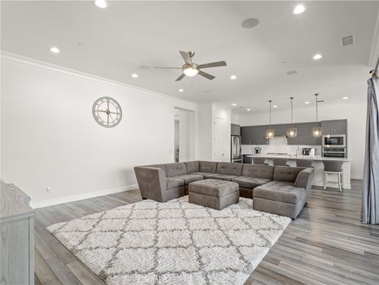 Interior, Kitchen, Living room, Pendant Lights, Recessed Lighting, Stainless Steel Appliances, Wood Texture Flooring