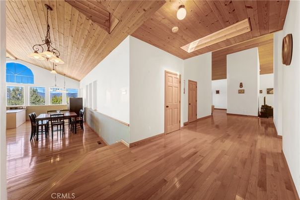 Dining room, Interior, Pendant Lights, Wooden Ceilings, Wood Texture Flooring