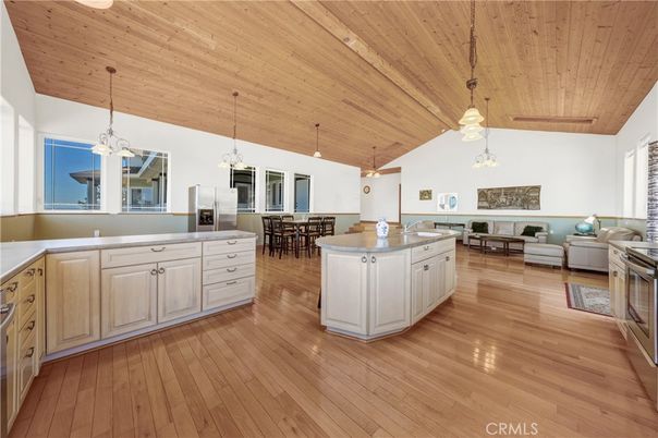 Dining room, Interior, Kitchen, Living room, Pendant Lights, Wooden Ceilings, Wood Texture Flooring