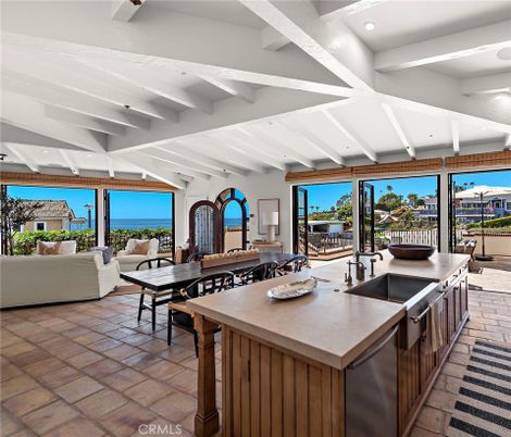 Dining room, Interior, Kitchen, Living room, Recessed Lighting, Water, Wooden Beams