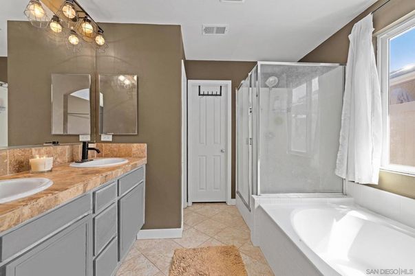 Bathroom, Dual Sink Vanities, Glass Shower, Interior