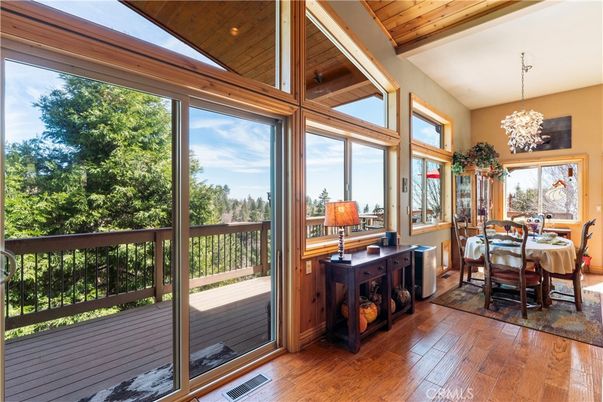 Chandelier, Dining room, Interior, Sun Room, Wooden Ceilings, Wood Texture Flooring