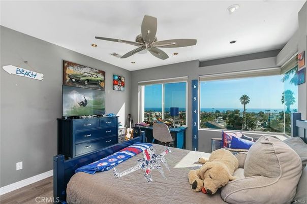 Bedroom, Home Office, Interior, Recessed Lighting, Water, Wood Texture Flooring
