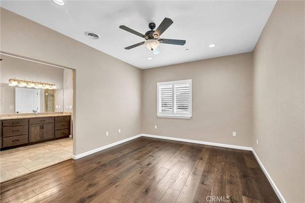 Bathroom, Empty room, Interior, Recessed Lighting, Wood Texture Flooring