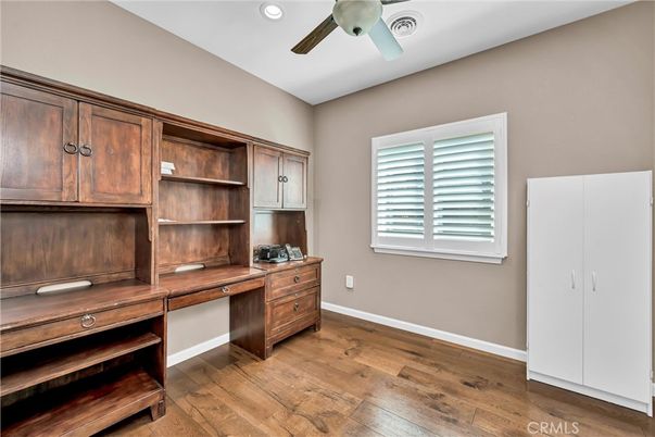 Home Office, Interior, Recessed Lighting, Wood Texture Flooring