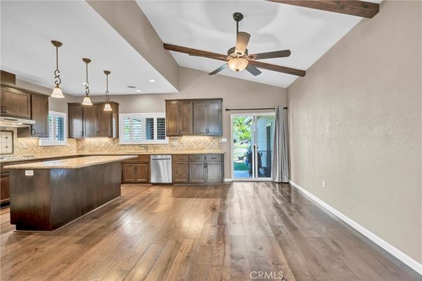 Interior, Kitchen, Pendant Lights, Recessed Lighting, Wood Texture Flooring