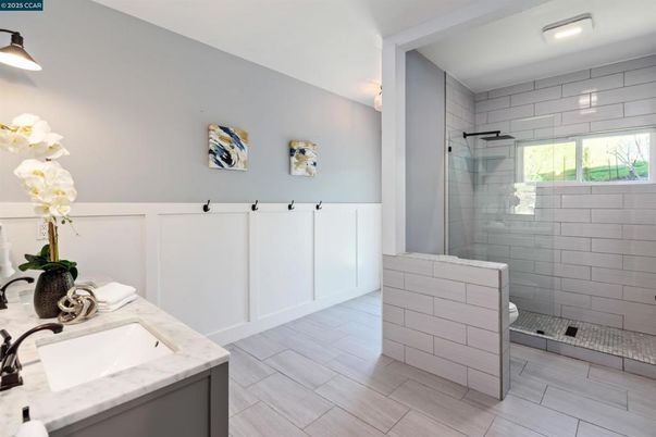 Bathroom, Dual Sink Vanities, Glass Shower, Interior, Recessed Lighting