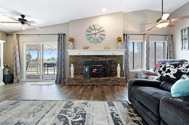 Fireplace, Interior, Recessed Lighting, Wood Texture Flooring