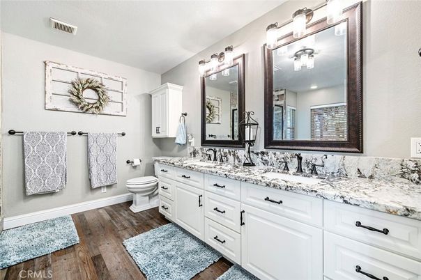 Bathroom, Dual Sink Vanities, Interior, Wood Texture Flooring