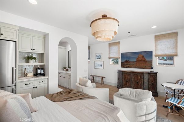 Bedroom, Chandelier, Interior, Kitchen, Living room, Recessed Lighting, Stainless Steel Appliances, Wood Texture Flooring