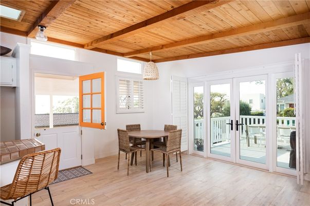 Dining room, Interior, Pendant Lights, Wooden Beams, Wooden Ceilings, Wood Texture Flooring