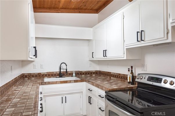 Interior, Kitchen, Tile Countertops, Wooden Beams, Wooden Ceilings