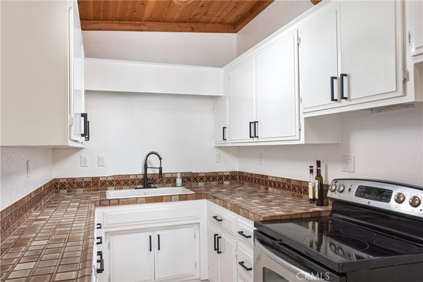 Interior, Kitchen, Tile Countertops, Wooden Beams, Wooden Ceilings